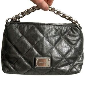 Michael kors gray quilted leather mini bag